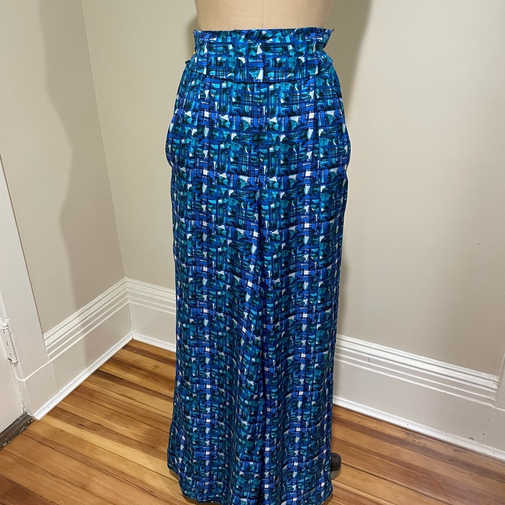 Risto- Italian couture 100% Silk wide leg pants with built in cumber bun belt